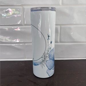 Floral White and Blue Tumbler